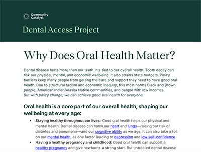 Why does oral health matter fact sheet