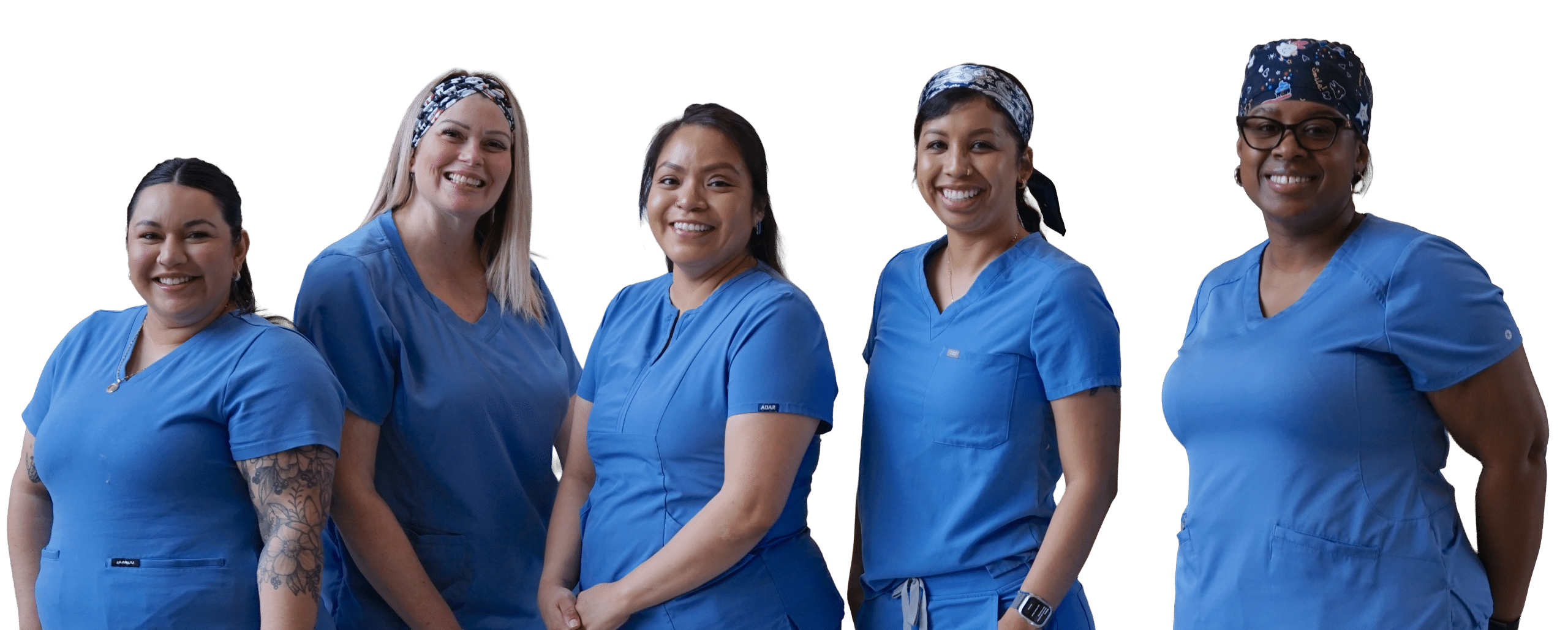 five smiling dental therapists cropped